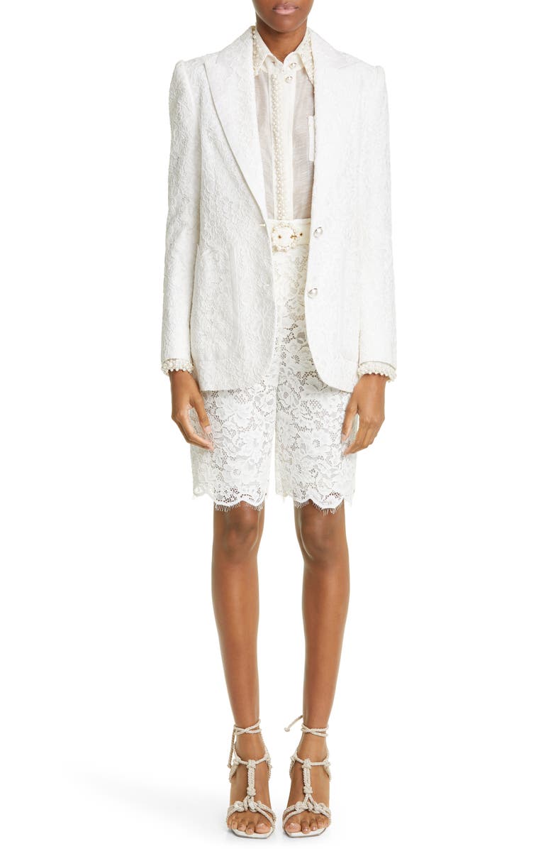 Zimmermann High Tide Guipure Lace Blazer, Alternate, color,