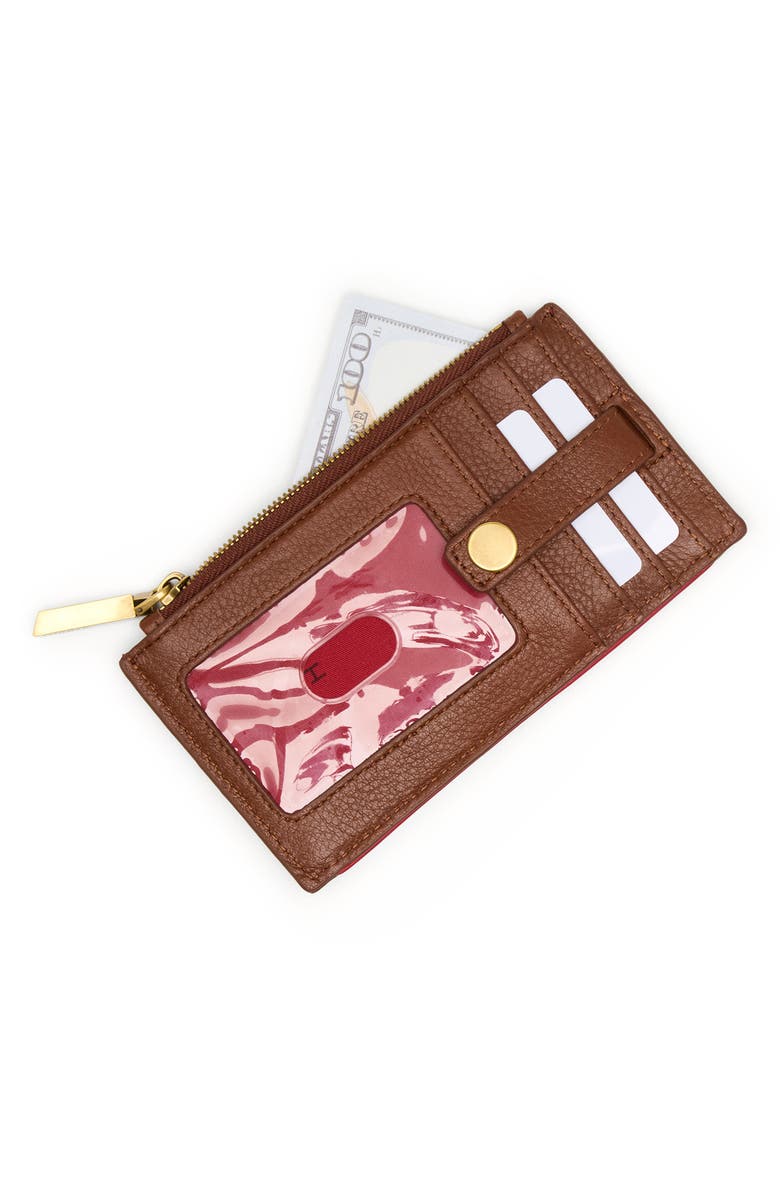 HAMMITT 210 West Leather Wallet, Alternate, color, Chocolate Pebble/ Antique Gold