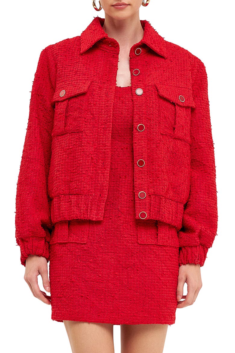 Bouclé Jacket, Main, color, RED