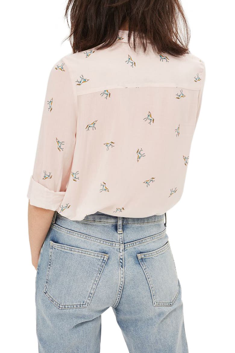 Unicorn Print Shirt, Alternate, color, LIGHT PINK MULTI