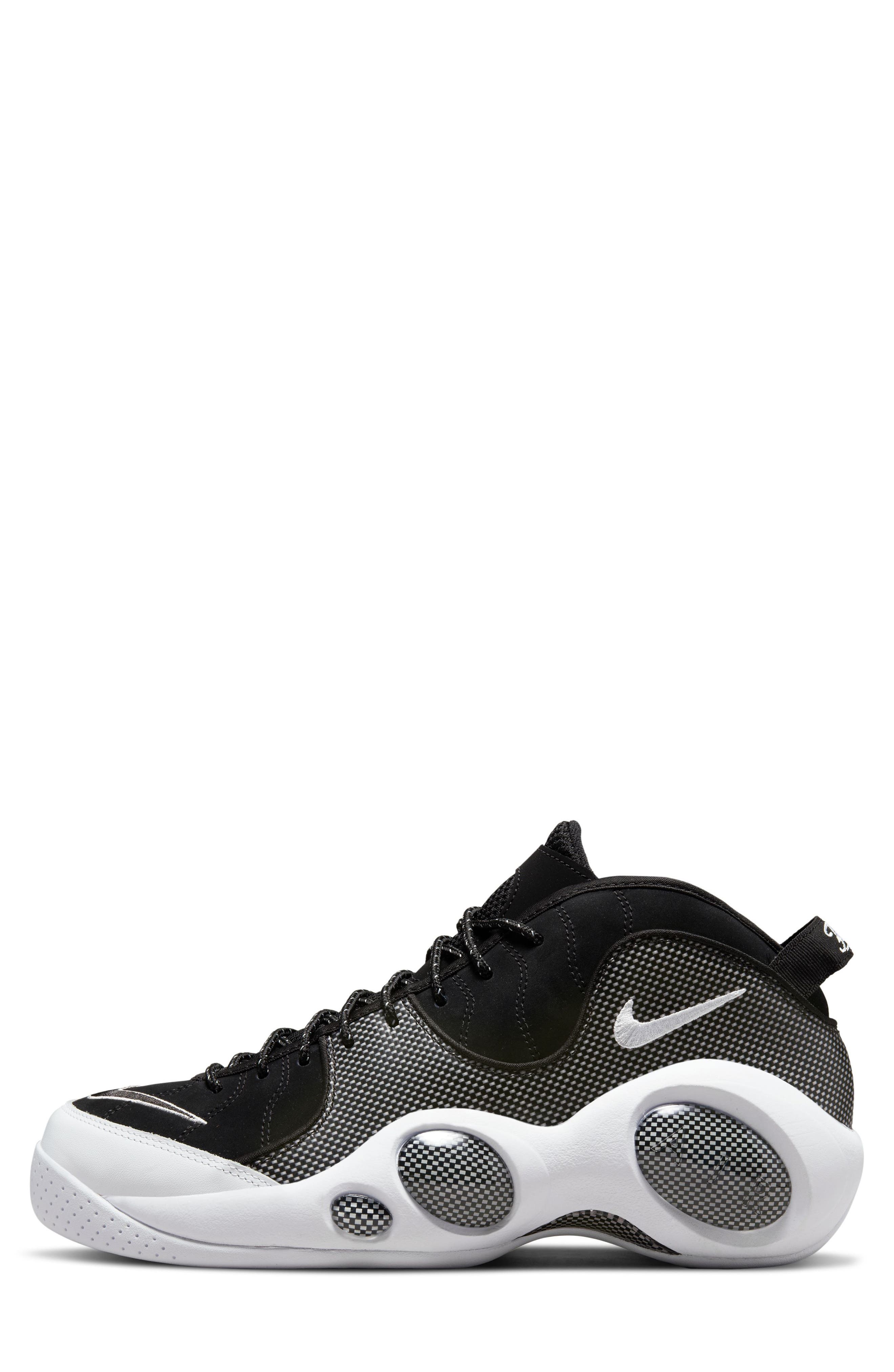Nike Air Zoom Flight 95 Basketball Sneaker, Alternate, color, Black/ White/ Metallic Silver