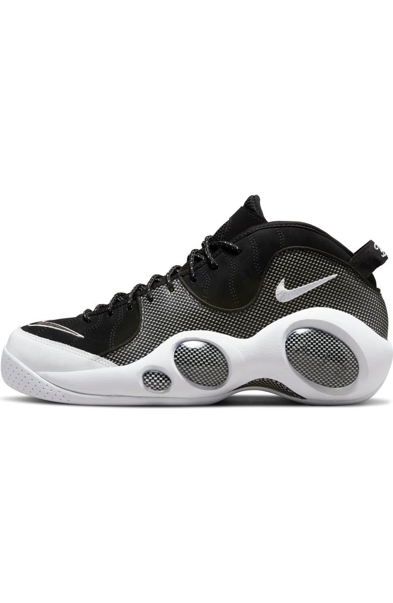 Nike Air Zoom Flight 95 Basketball Sneaker, Alternate, color, Black/ White/ Metallic Silver