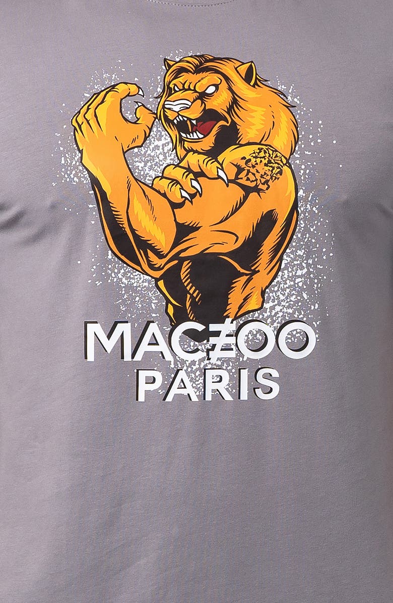 Maceoo Power Lion Logo Graphic Tee, Alternate, color, Grey