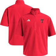 adidas Men's adidas Red Texas Tech Red Raiders Woven Quarter-Zip Short Sleeve Pullover