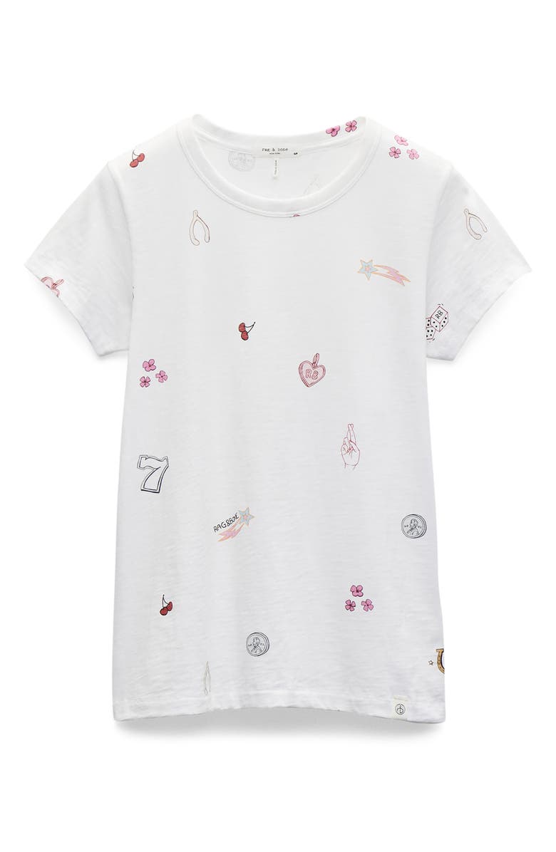 rag & bone All Over Lucky Charm T-Shirt, Alternate, color, White Multi