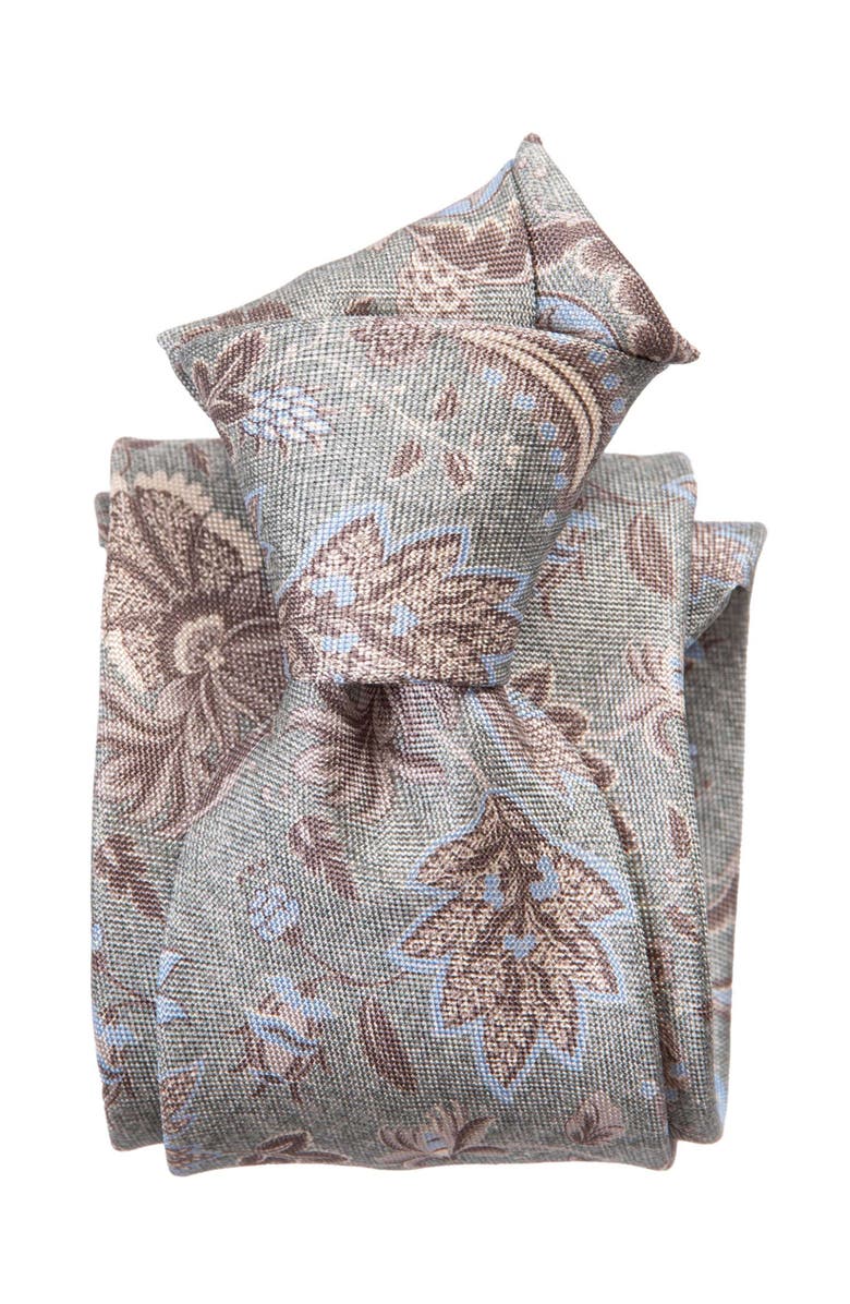 Elizabetta Medici - Extra Long Printed Silk Tie for Men, Alternate, color, Soft Jade