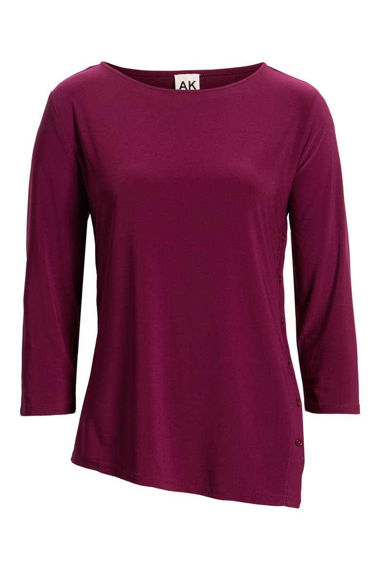 Asymmetric Button Hem Top, Alternate, color, CHIANTI