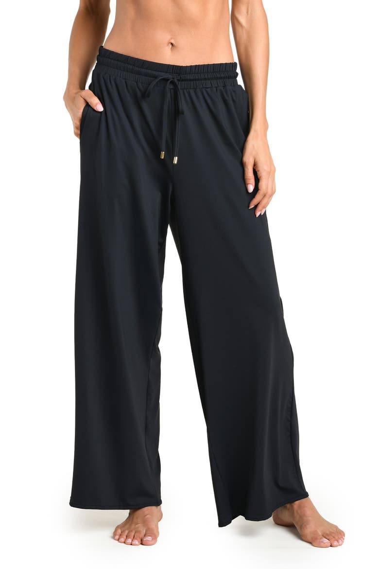 Island Goddess Cover-Up Pants, Main, color, BLACK