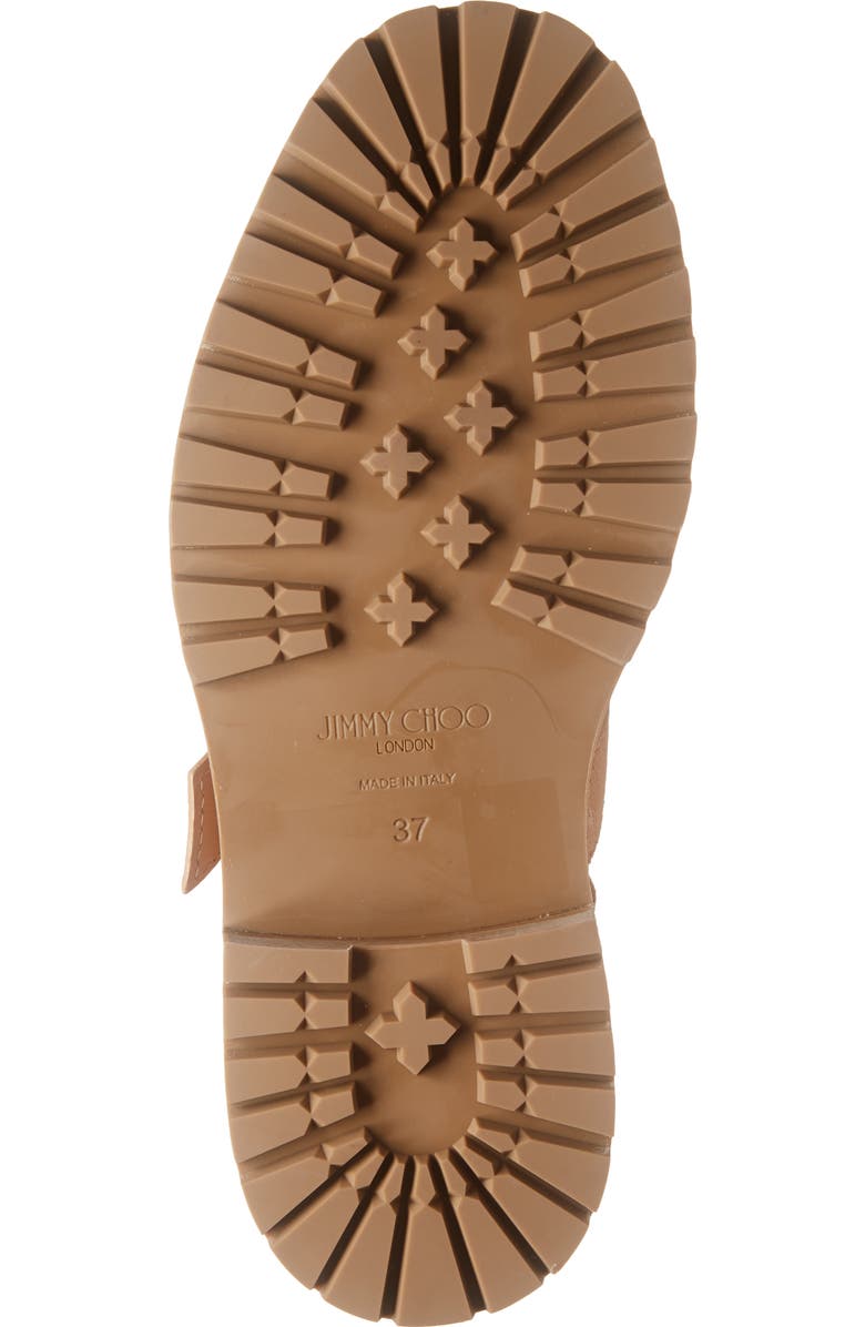 Jimmy Choo Cora Crystal Buckle Combat Boot, Alternate, color, Caramel/ Crystal