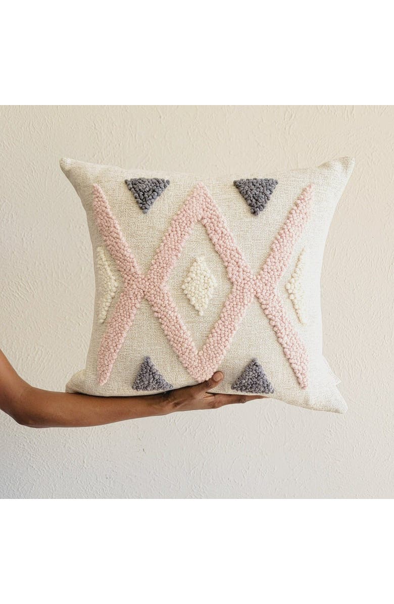 kanju Interiors Quartz Cross Throw Pillow - Small Lumbar - Cover Only, Main, color, Natural