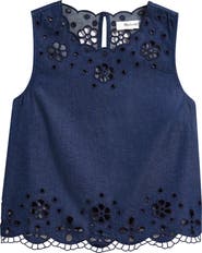 Madewell Embroidered Sleeveless Denim Shell Top