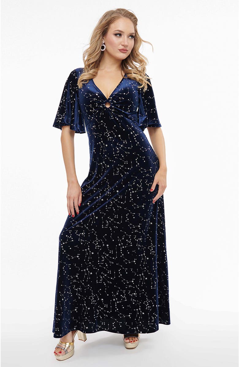 Smak Parlour Cut Out Knit Maxi Dress, Main, color, Navy Blue