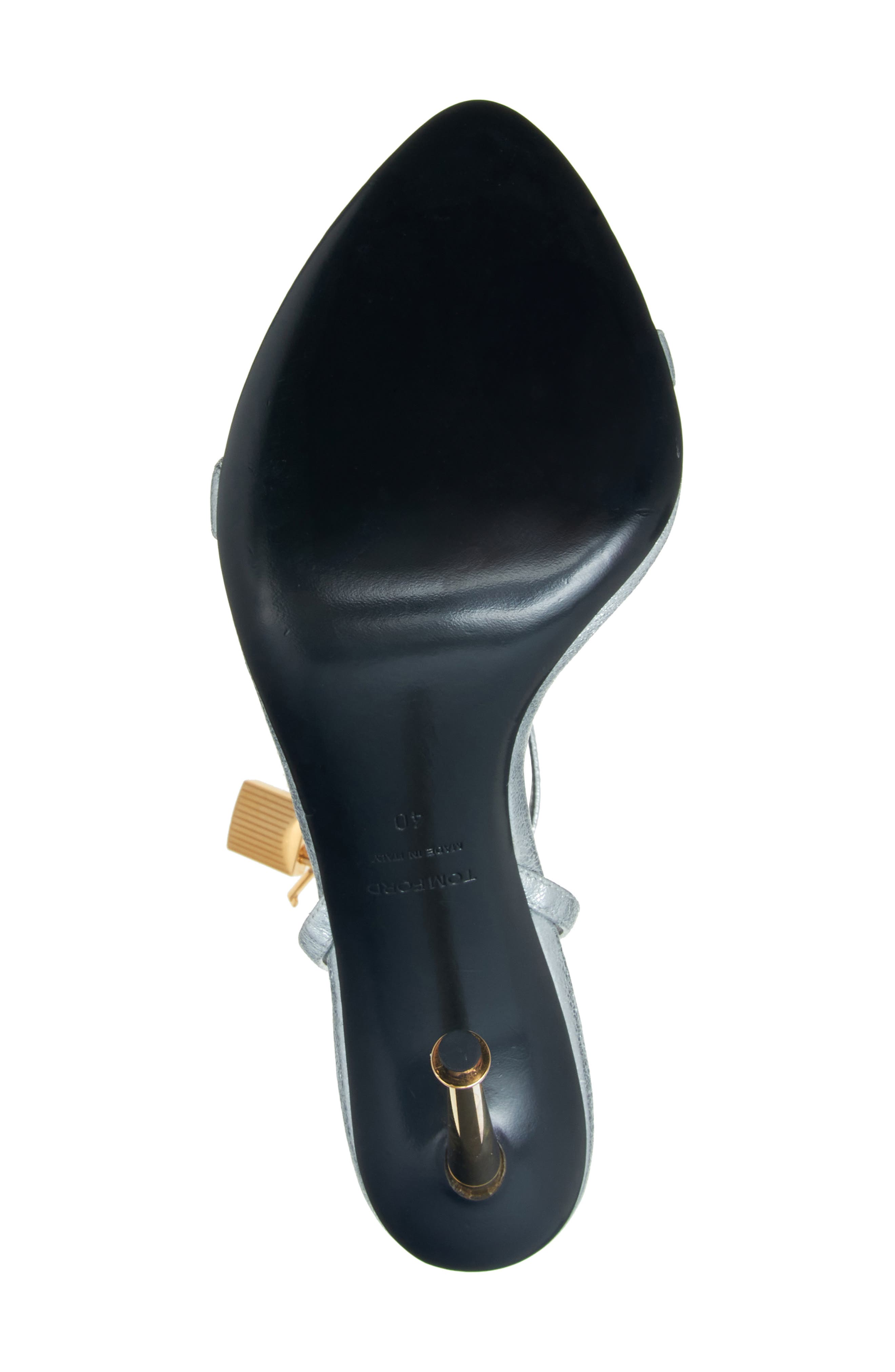 TOM FORD Padlock Naked Metallic Pointy Toe Sandal, Alternate, color, Taa Silver