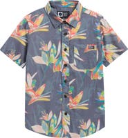 Salty Crew Kids' Short Sleeve Cotton Blend Button-Up Shirt