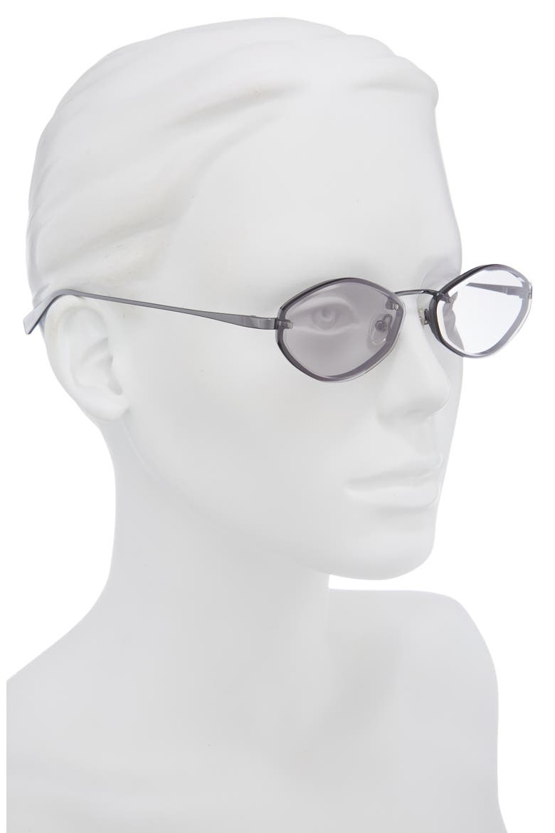 Les Lunettes Jac 57mm Irregular Oval Sunglasses, Alternate, color, NICKEL/ SMOKE