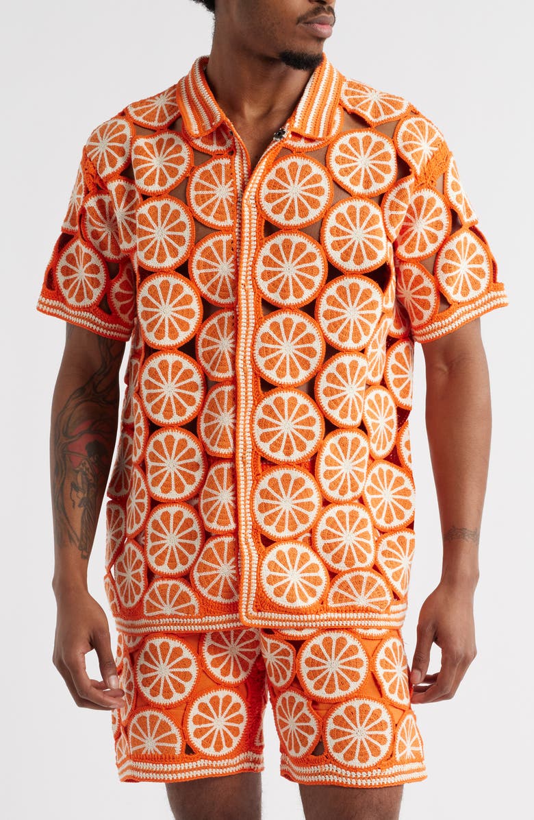 MAVRANS Orange Crochet Sweater, Main, color,