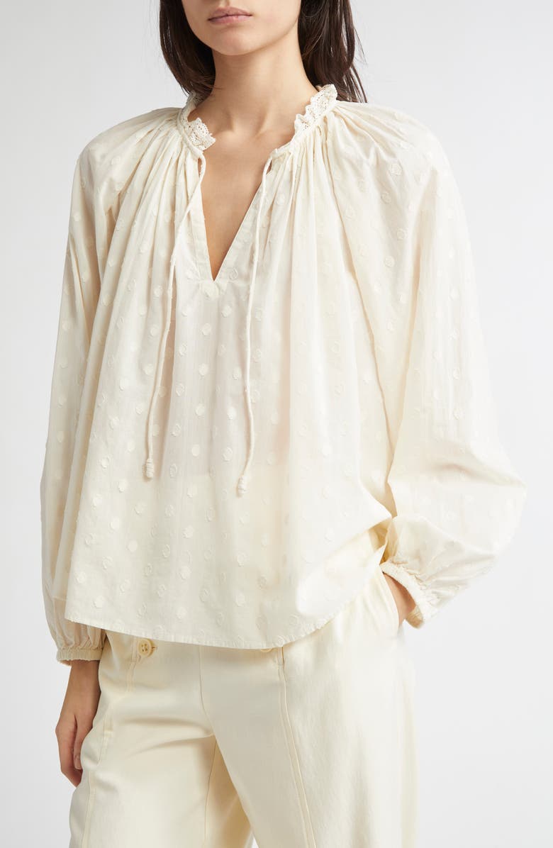 Ulla Johnson Ada Clip Dot Cotton Top, Alternate, color, Pristine