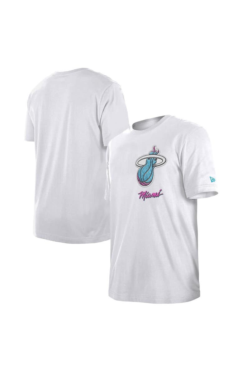 New Era Men's New Era  White Miami Heat 2024/25 City Edition Chenille Heavyweight T-Shirt, Main, color, 