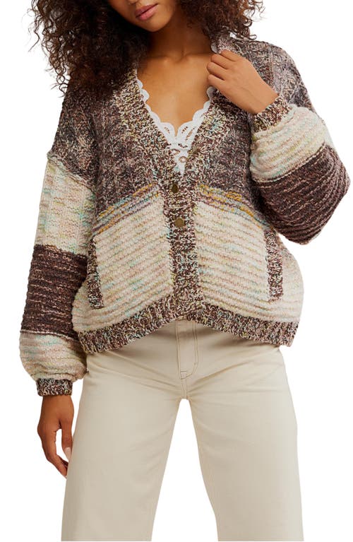 Free People Isabella Colorblock Cardigan In Brown