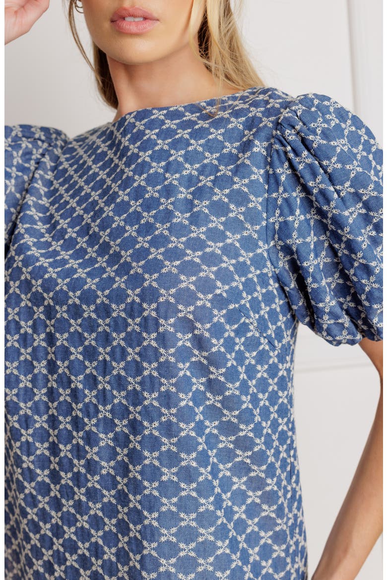 Embroidered Puff Sleeve Top, Alternate, color, MEDIUM INDIGO