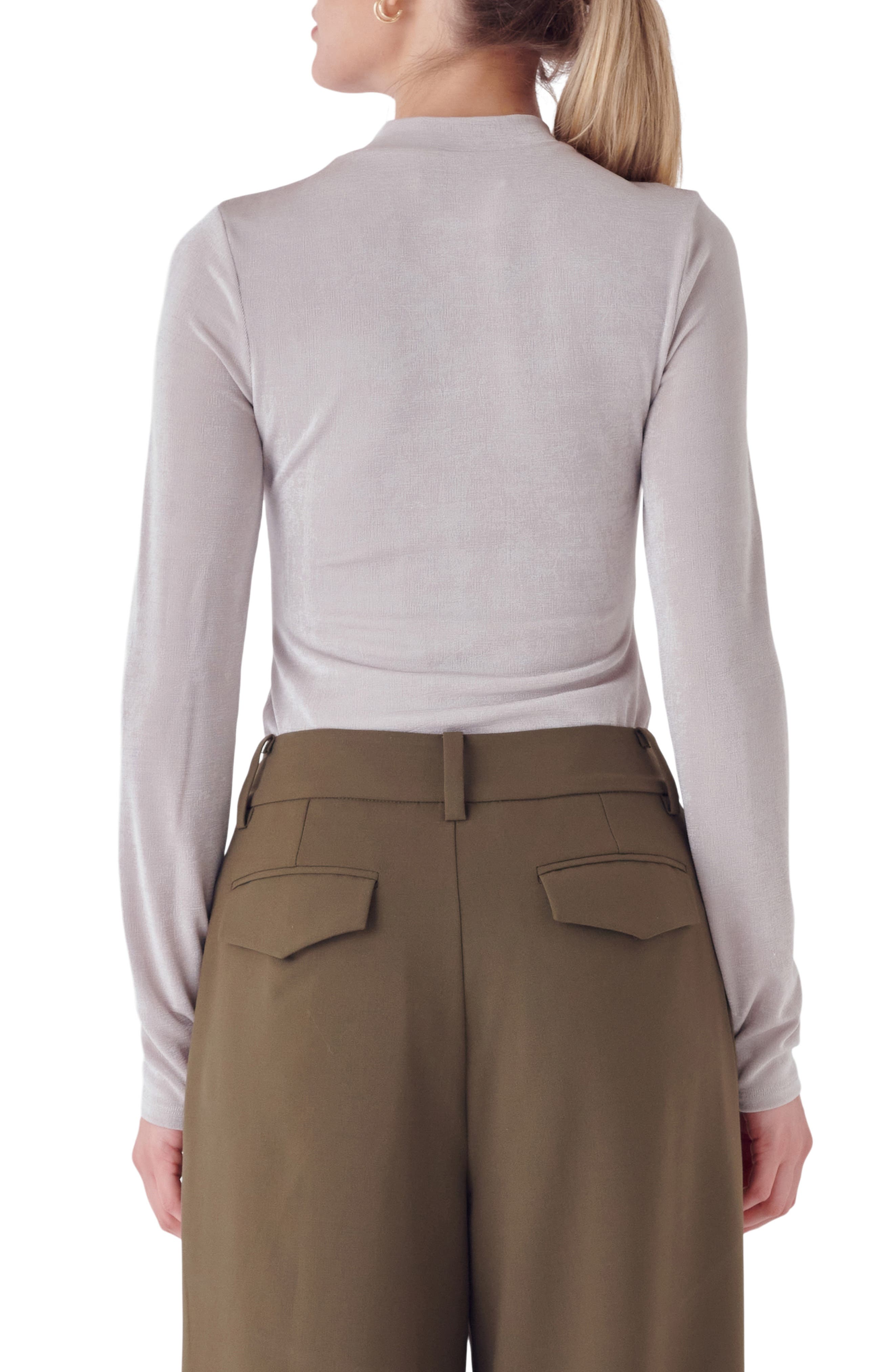 Sheen Stretch Mock Neck Top - image 4