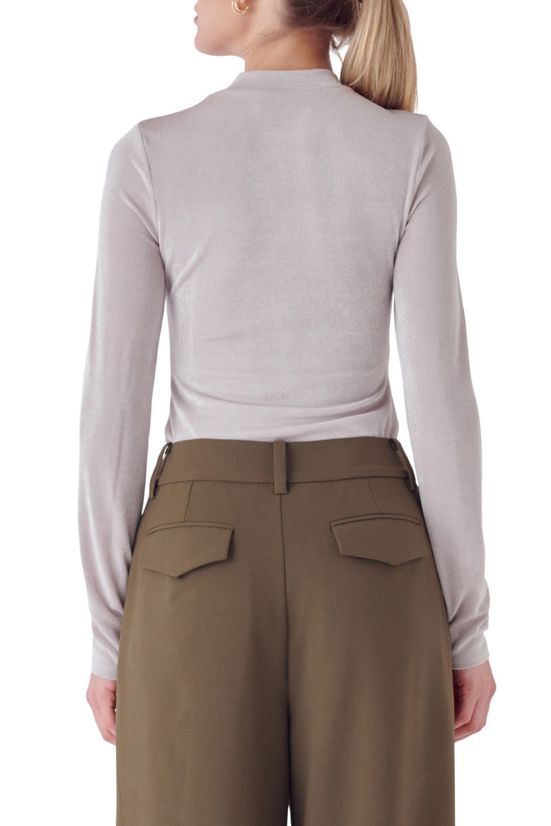 Sheen Stretch Mock Neck Top, Alternate, color, SILVER