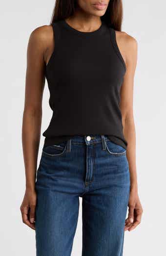 Veronica Beard Jordyn Stretch Cotton Ribbed Tank Top