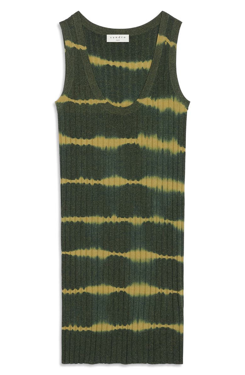 SANDRO Honore Tie Dye Stripe Long Tank Top, Main, color, Vert Bouteille