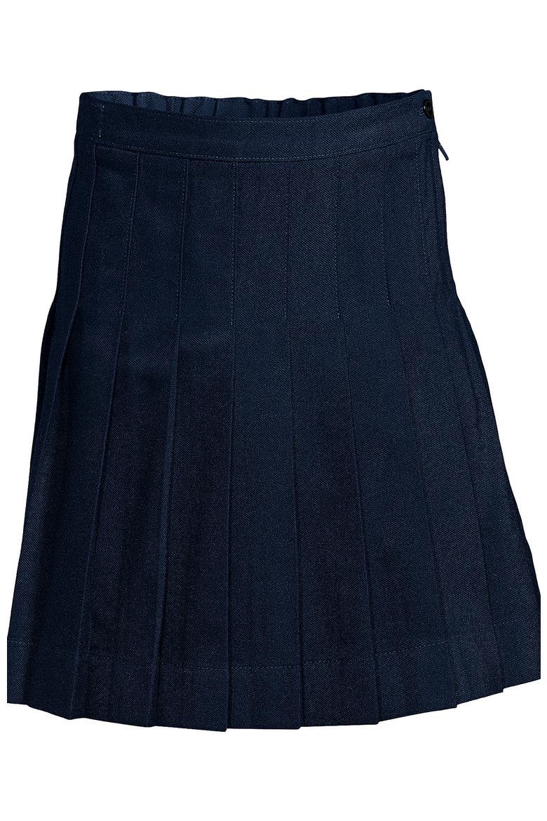 School Uniform Girls Solid Pleated Skirt Below the Knee, Alternate, color, Classic Navy