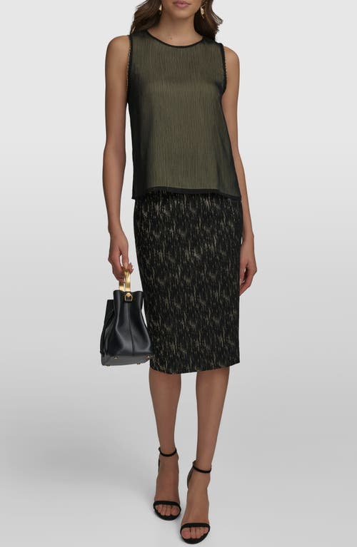 Donna Karan New York Beaded Double Layer Sleeveless Top In Black