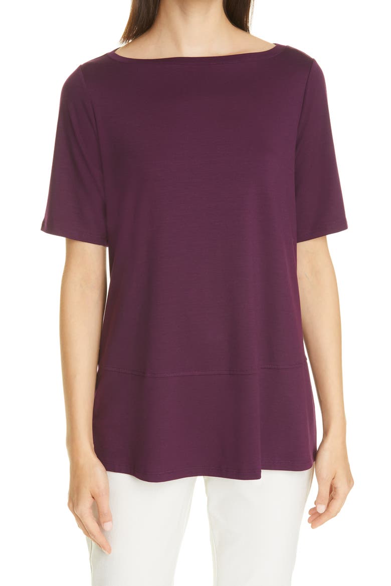 Boatneck Jersey Top, Main, color, BLACKBERRY