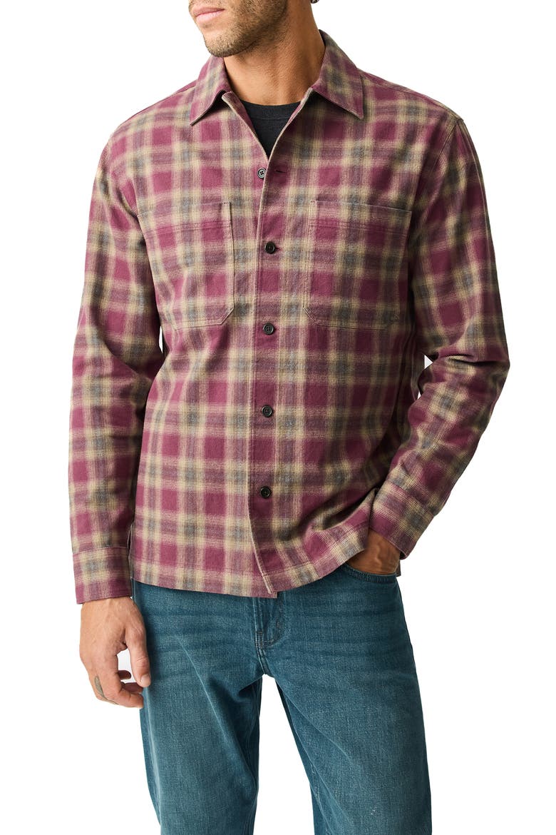 Huntly West Plaid Organic Cotton Shirt, Alternate, color, RHUBARB
