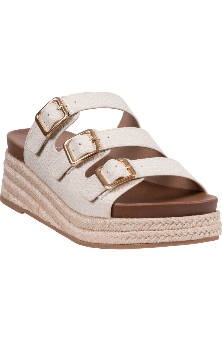 GOOD CHOICE NEW YORK Fabulist Buckle Espadrille Platform Wedge Sandal, Main, color, Ice