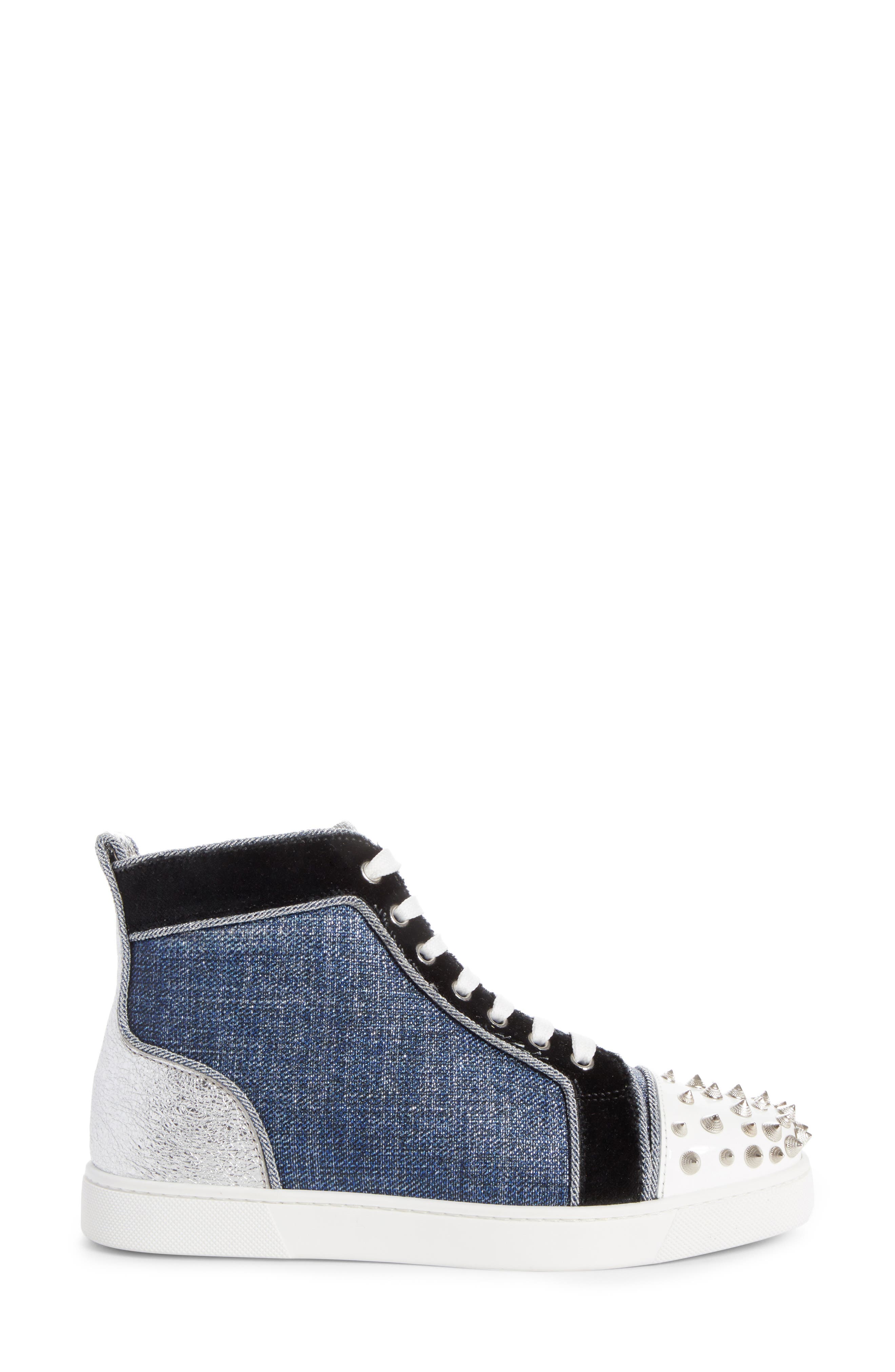 Christian Louboutin Lou Degra Spiked High Top Sneaker, Alternate, color, 