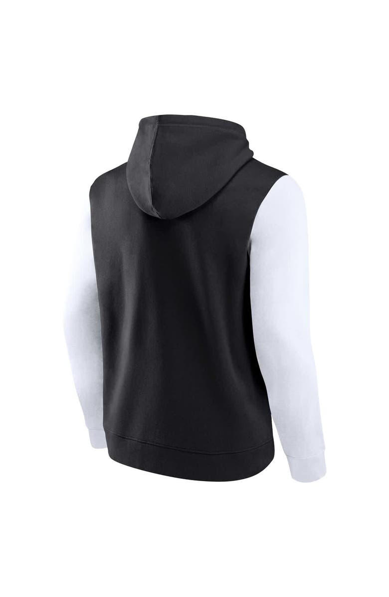 FANATICS Men's Fanatics Black/White Brooklyn Nets Attack Colorblock Pullover Hoodie, Alternate, color, Black