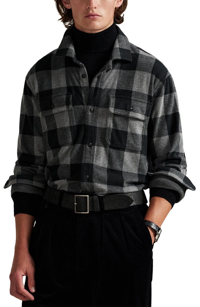 Polo Ralph Lauren Buffalo Plaid Flannel Button-Up Shirt, Main, color, Polo Black/ Medium Flannel