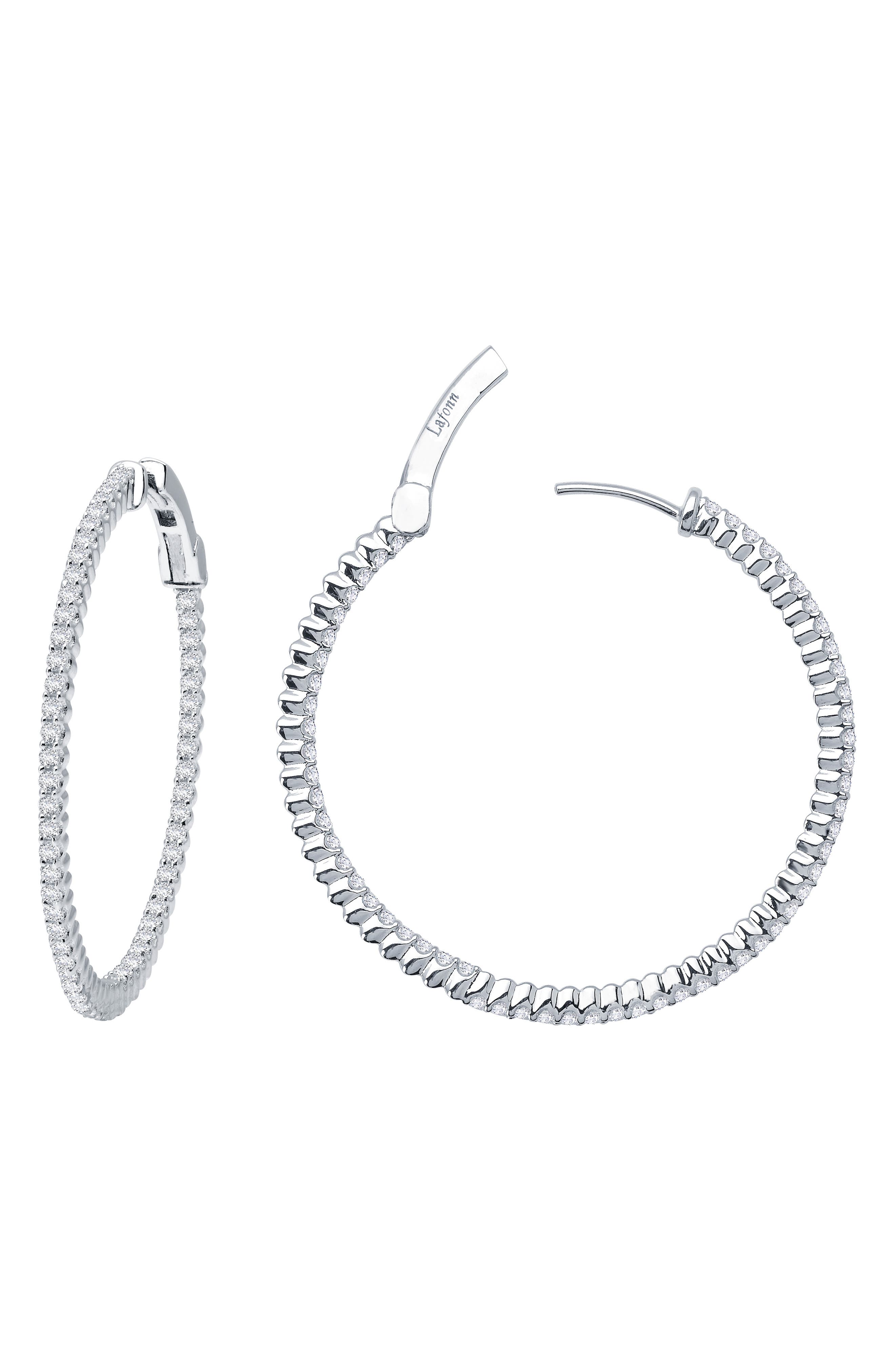 Lafonn Simulated Diamond Inside Out Hoop Earrings