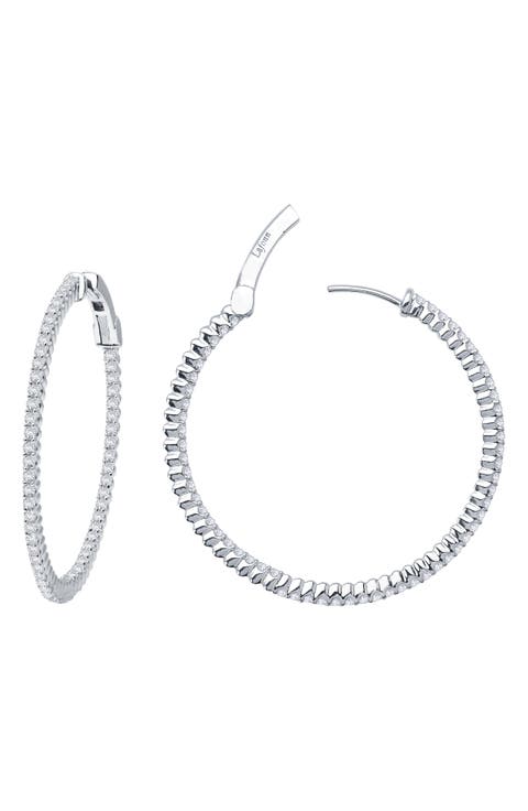 Simulated Diamond Inside Out Hoop Earrings