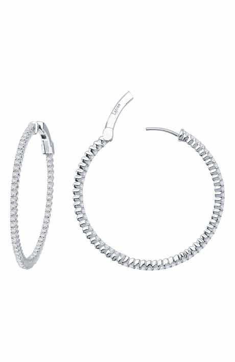 Lafonn Simulated Diamond Inside Out Hoop Earrings