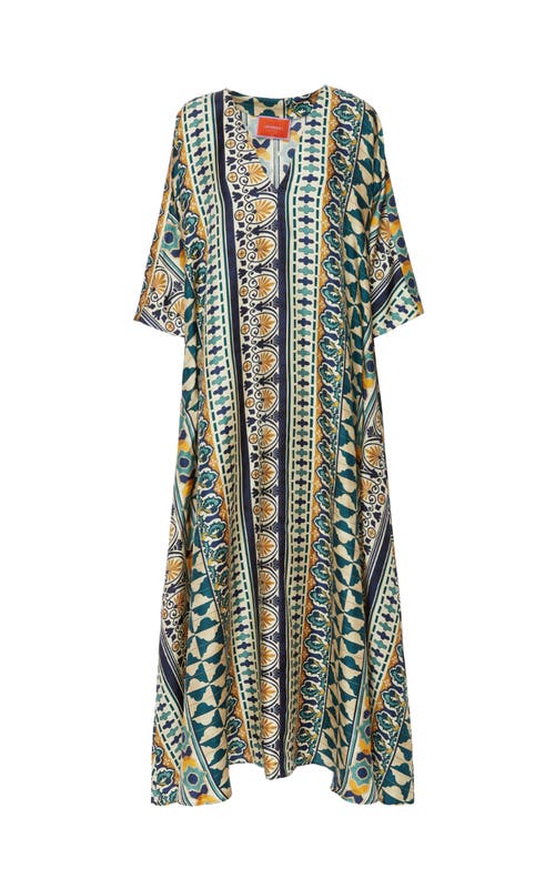 La Doublej Muumuu Geometric Silk Dress In Casareale Small Placée Cream