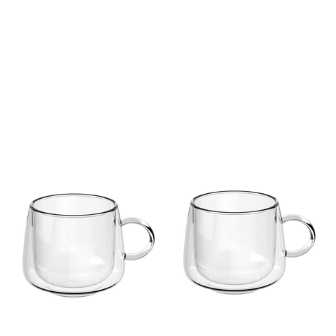 Artesano Hot & Cold Beverage Coffee Glass with Handle Pair