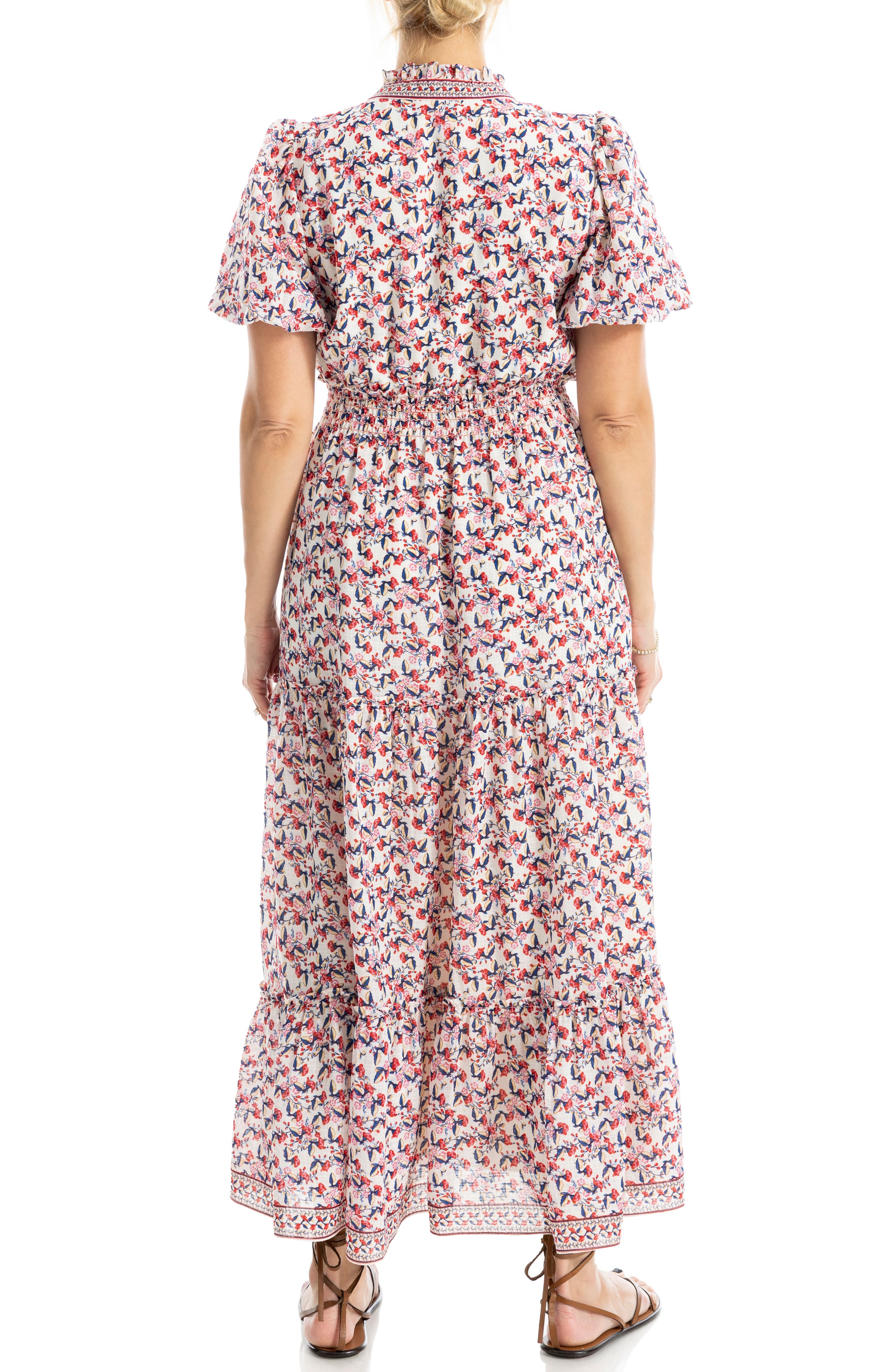 V-Neck Short Sleeve Tiered Maxi Dress - image 4