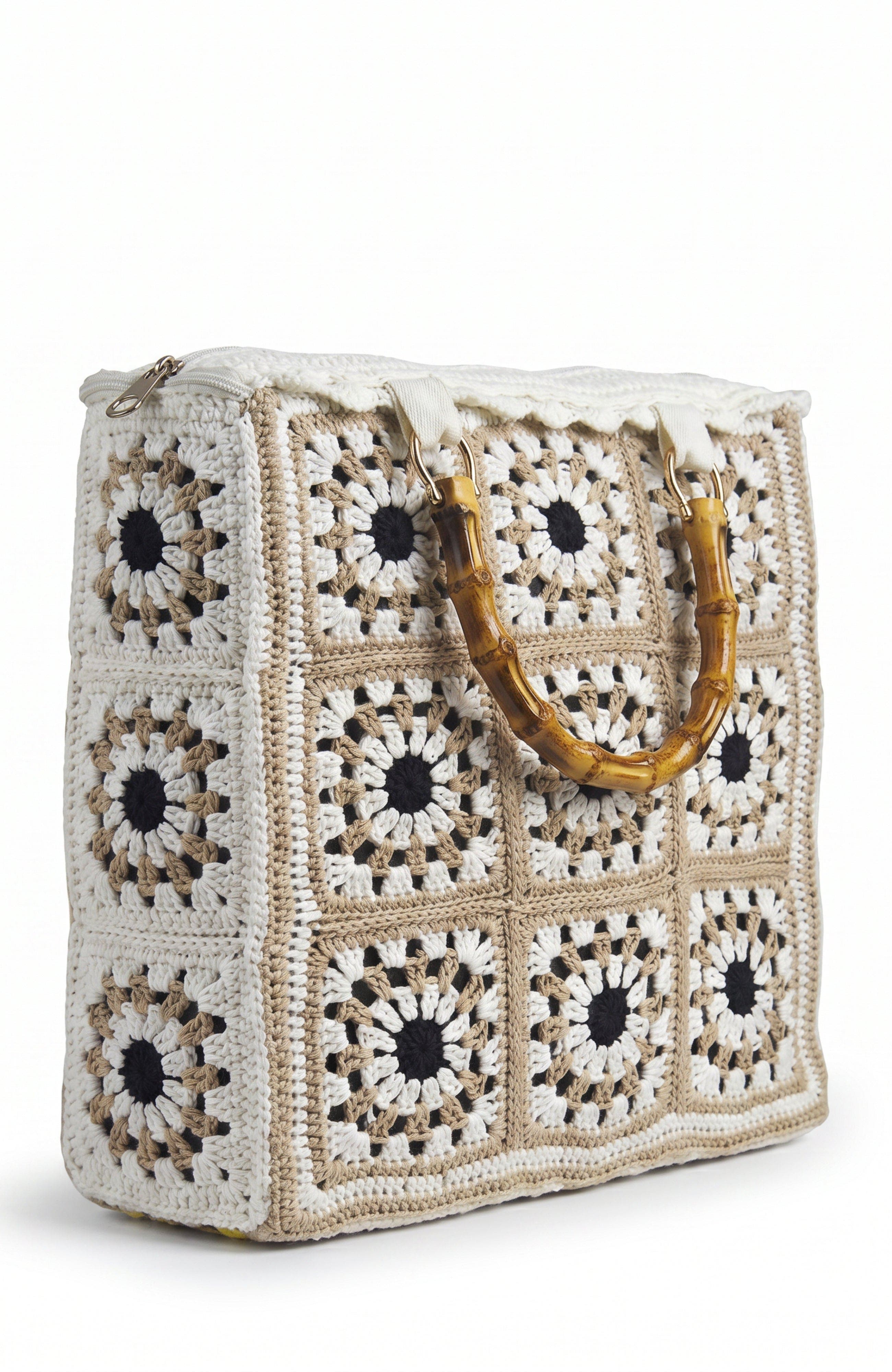 Solomon & Sage Multi Granny Square Handmade Crochet Bag, Alternate, color, Beige Multi