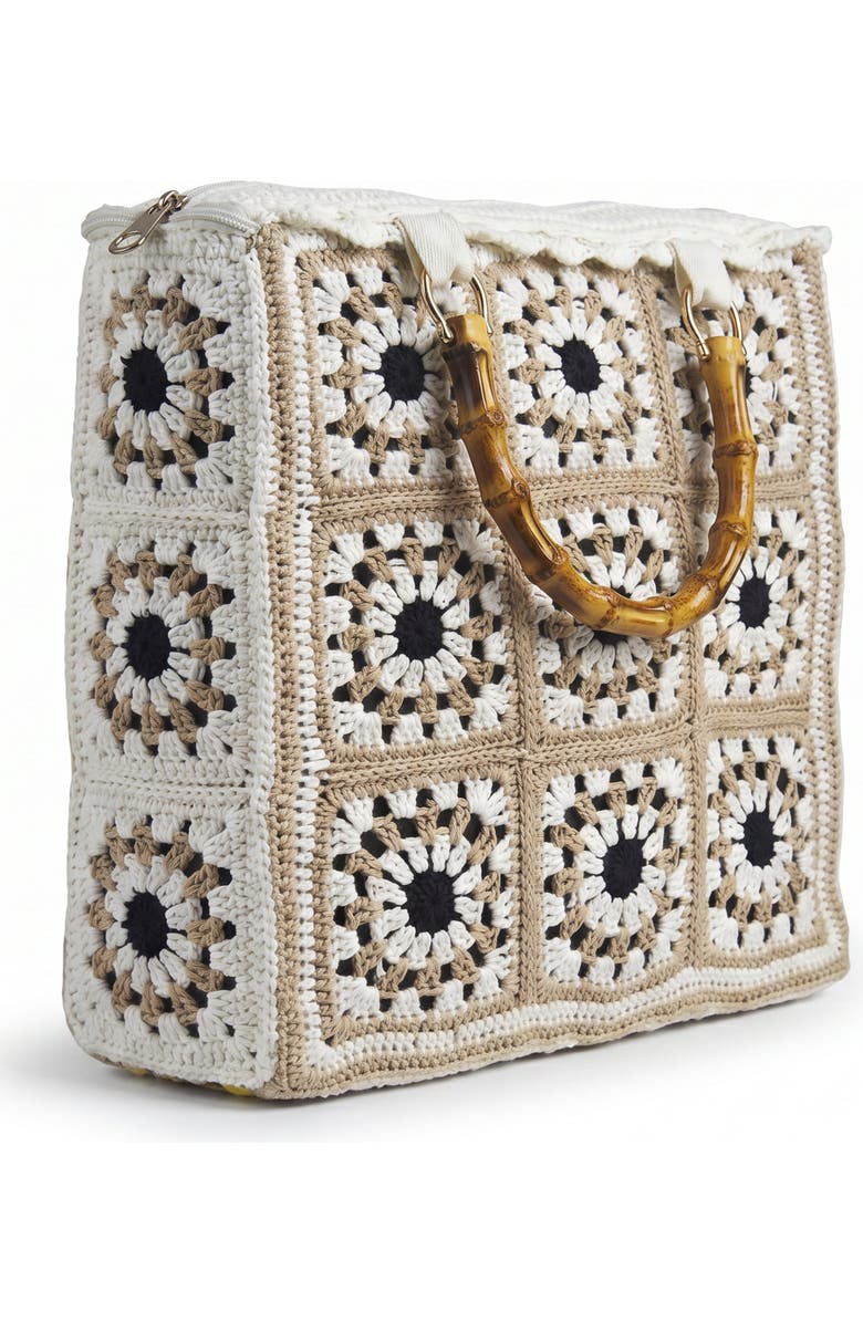 Solomon & Sage Multi Granny Square Handmade Crochet Bag, Alternate, color, Beige Multi