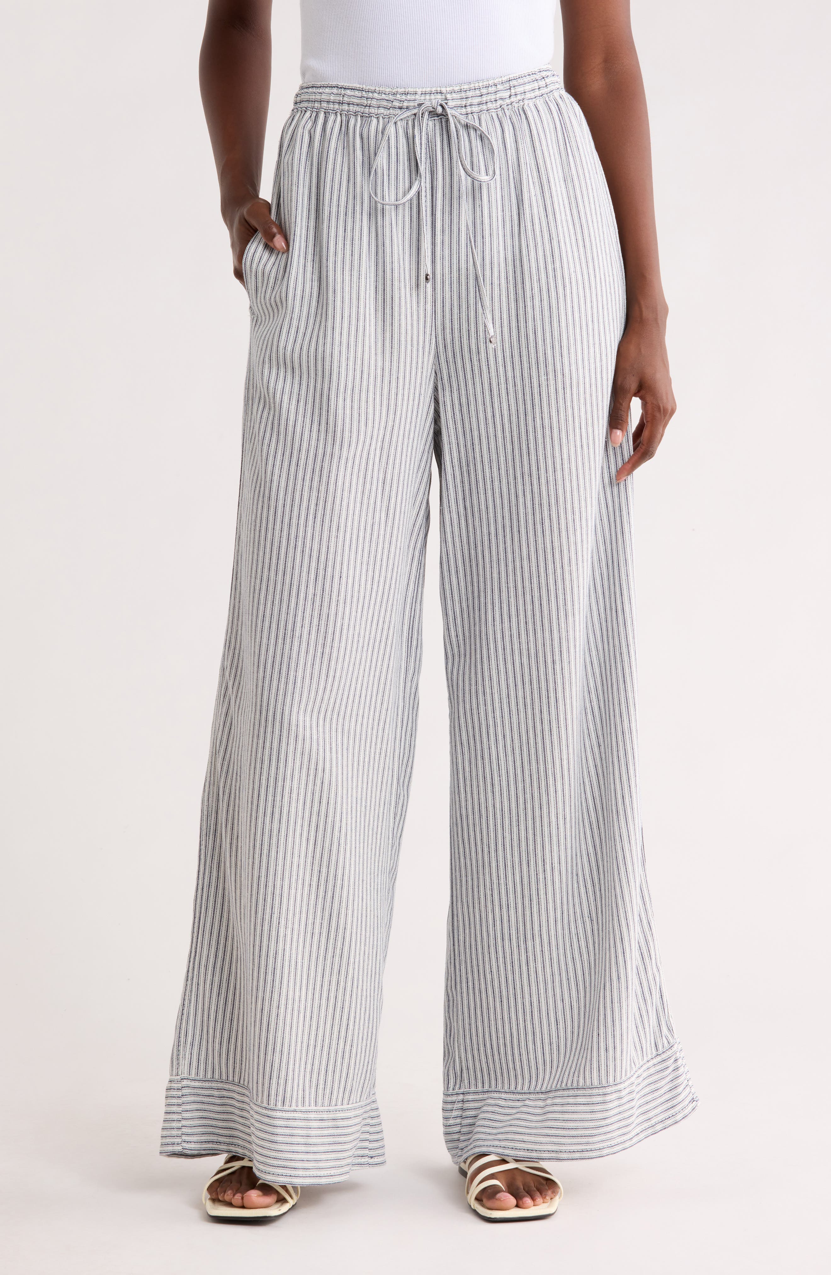 MAX STUDIO Stripe Wide Leg Pull-On Pants