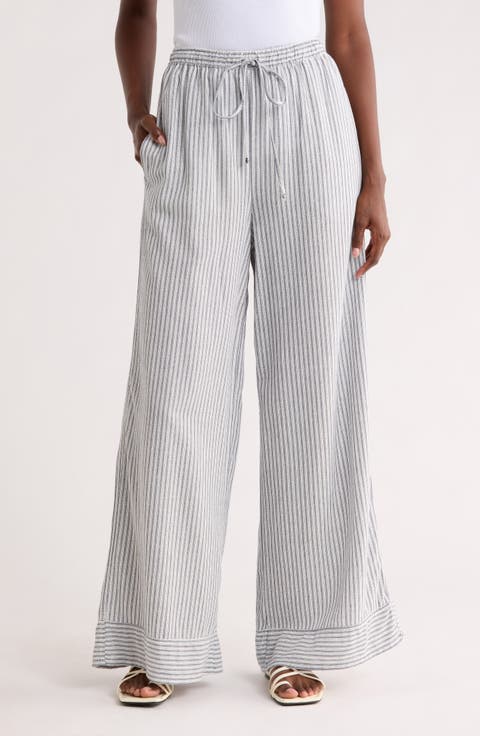 Stripe Wide Leg Pull-On Pants