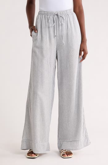MAX STUDIO Stripe Wide Leg Pull-On Pants | Nordstromrack