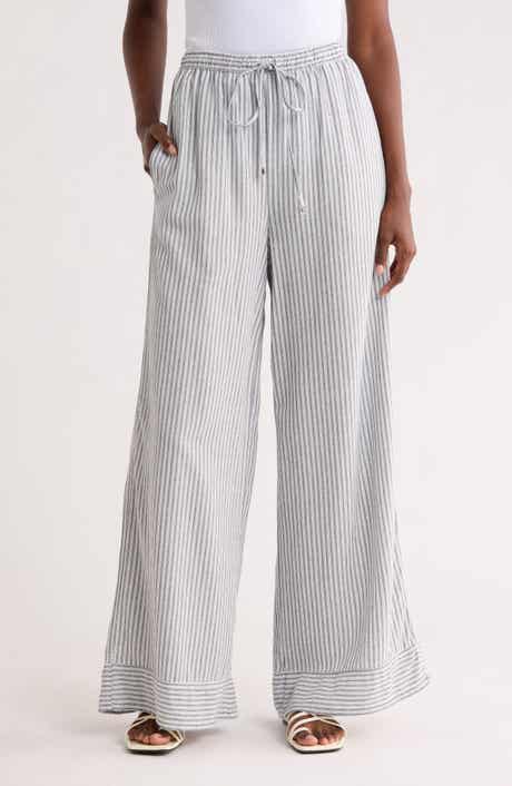 MAX STUDIO Stripe Wide Leg Pull-On Pants