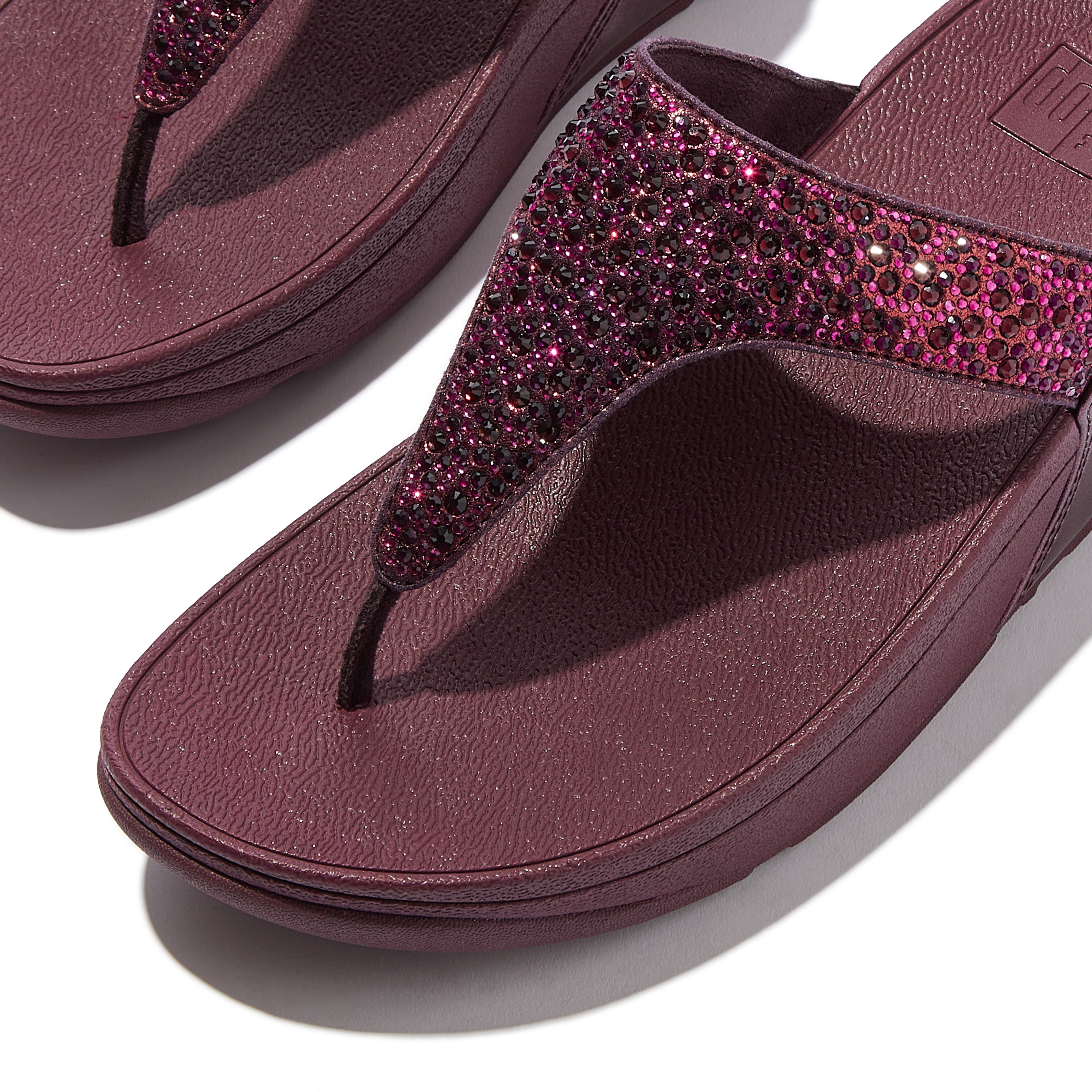 Lulu Crystal-mix toe-post sandals, Alternate, color, Metallic Plumberry