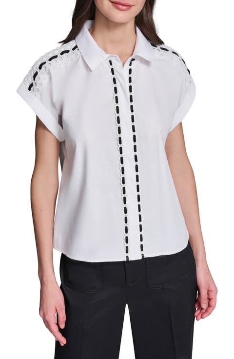 Button-Up Eyelet Top